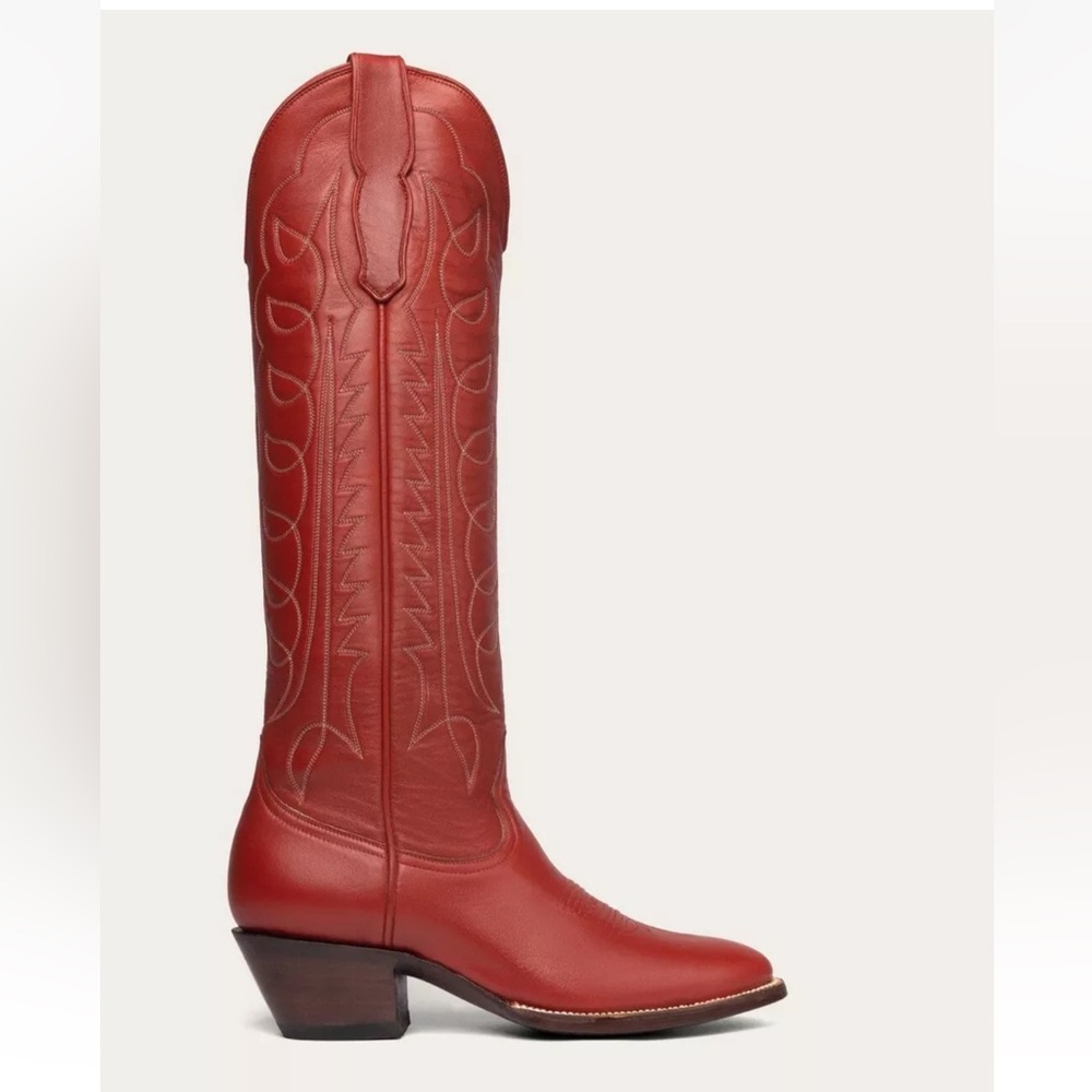 Anthropologie CITY Boots The Montrose Cowboy Boots Red Leather Tall - Picture 12 of 13